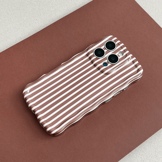Coconut Lane Wavy Phone Case - Chestnut Stripes - Bare Face Beauty