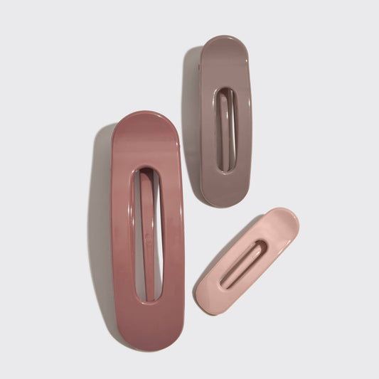 Kitsch Flat Lay Claw Clip 3pc Flat - Ultra Glossy Terracotta - Bare Face Beauty