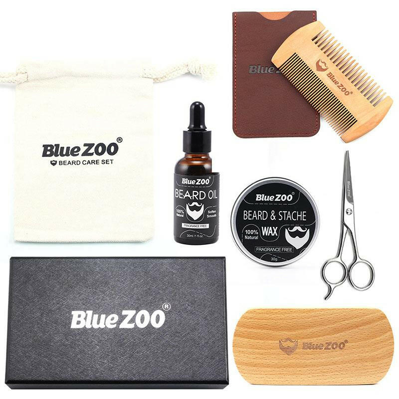 Blue ZOO 100% Natural Organic Beard Grooming Kit - UK Stock - Bare Face Beauty