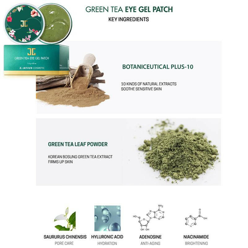 JAYJUN Green Tea / Roselle Hydrogel Eye Gel Patch 60pcs - Bare Face Beauty