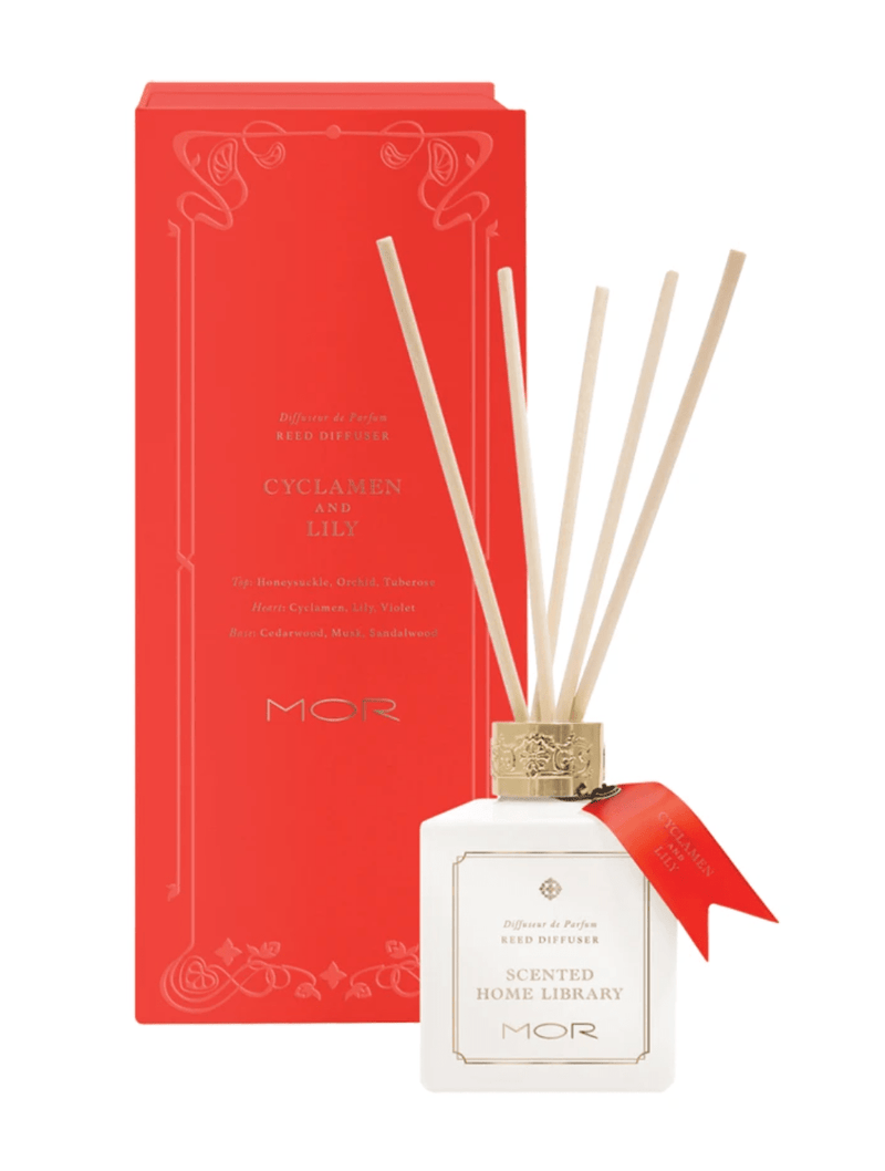 MOR Cyclamen and Lily Scented Home Library Reed Diffuser 180ml - Bare Face Beauty