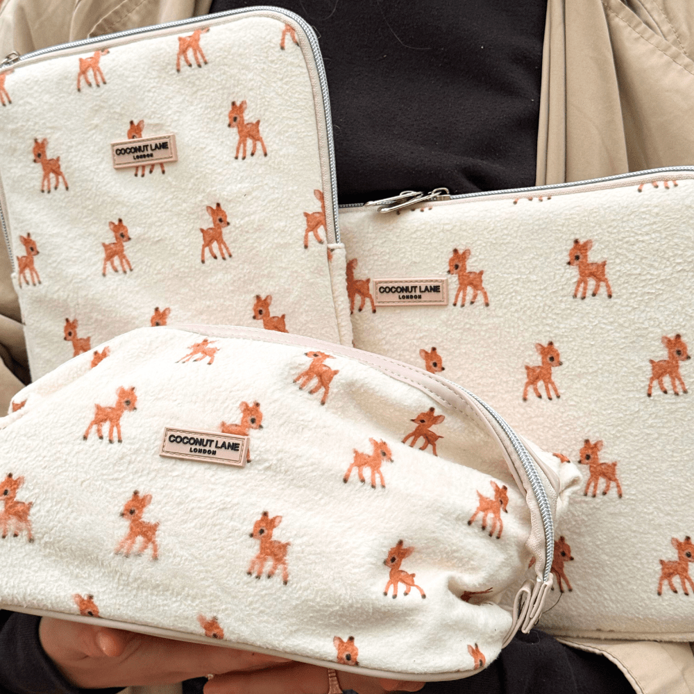 Coconut Lane Expandable Makeup Bag - Fleecy Fawn - Bare Face Beauty
