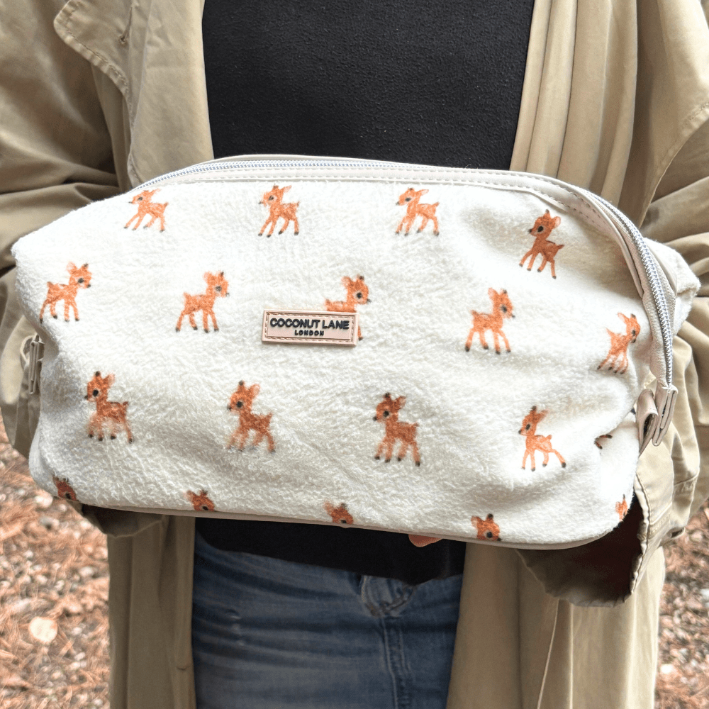 Coconut Lane Expandable Makeup Bag - Fleecy Fawn - Bare Face Beauty
