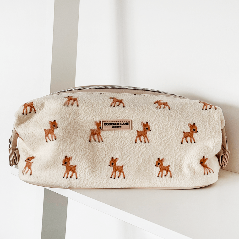 Coconut Lane Expandable Makeup Bag - Fleecy Fawn - Bare Face Beauty