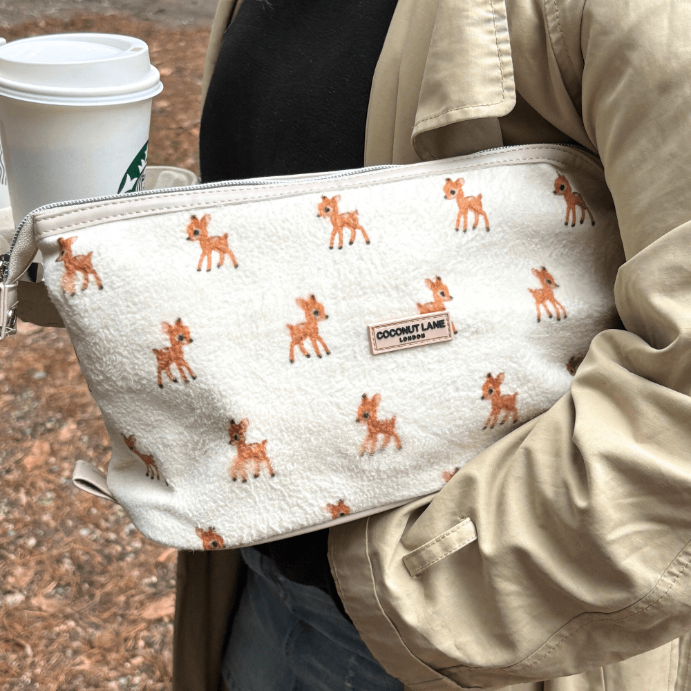 Coconut Lane Expandable Makeup Bag - Fleecy Fawn - Bare Face Beauty
