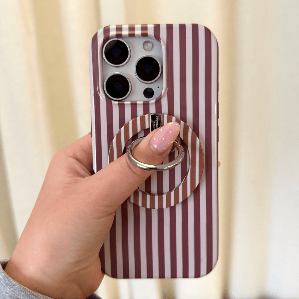 Coconut Lane MAGSAFE® Phone Ring - Chestnut Stripes - Bare Face Beauty