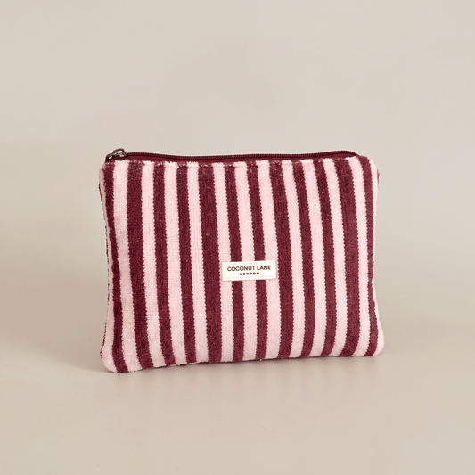 Coconut Lane Mini Towel Everything Pouch - Blushberry Scallop Stripes - Bare Face Beauty