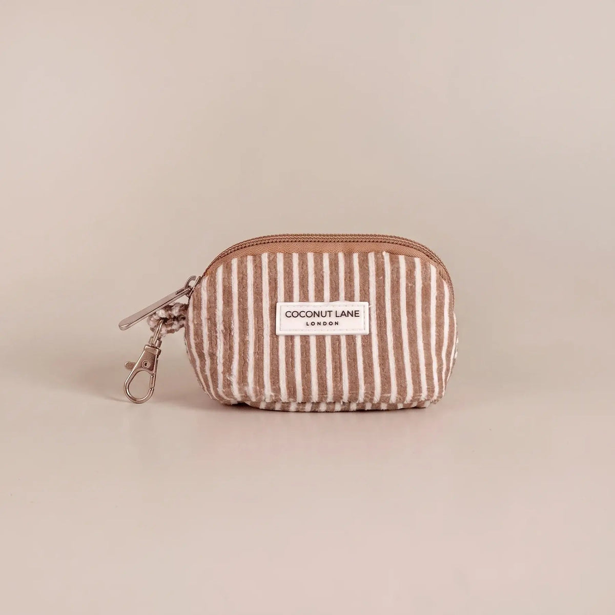 Coconut Lane Mini Towel Keyring Bag - Chestnut Stripes - Bare Face Beauty