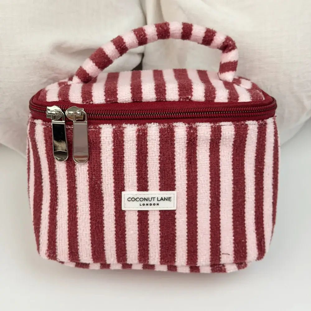 Coconut Lane - Mini Towel Travel Vanity Case - Blushberry Stripes - Bare Face Beauty
