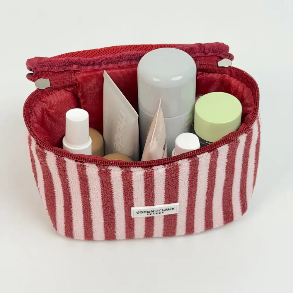 Coconut Lane - Mini Towel Travel Vanity Case - Blushberry Stripes - Bare Face Beauty