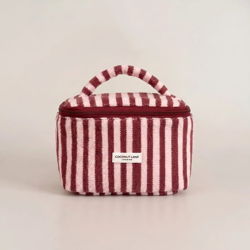Coconut Lane - Mini Towel Travel Vanity Case - Blushberry Stripes - Bare Face Beauty