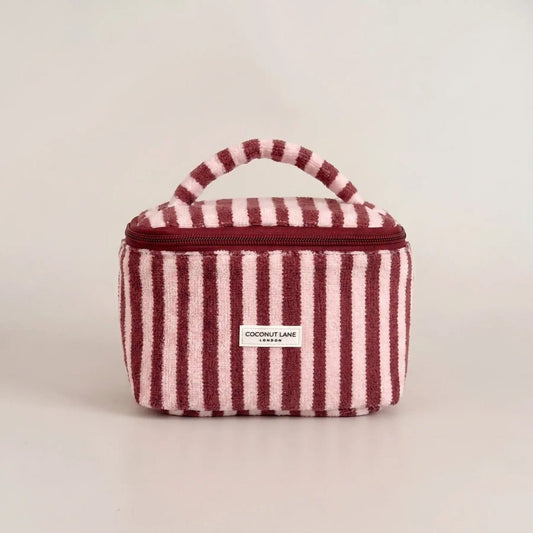Coconut Lane - Mini Towel Travel Vanity Case - Blushberry Stripes - Bare Face Beauty