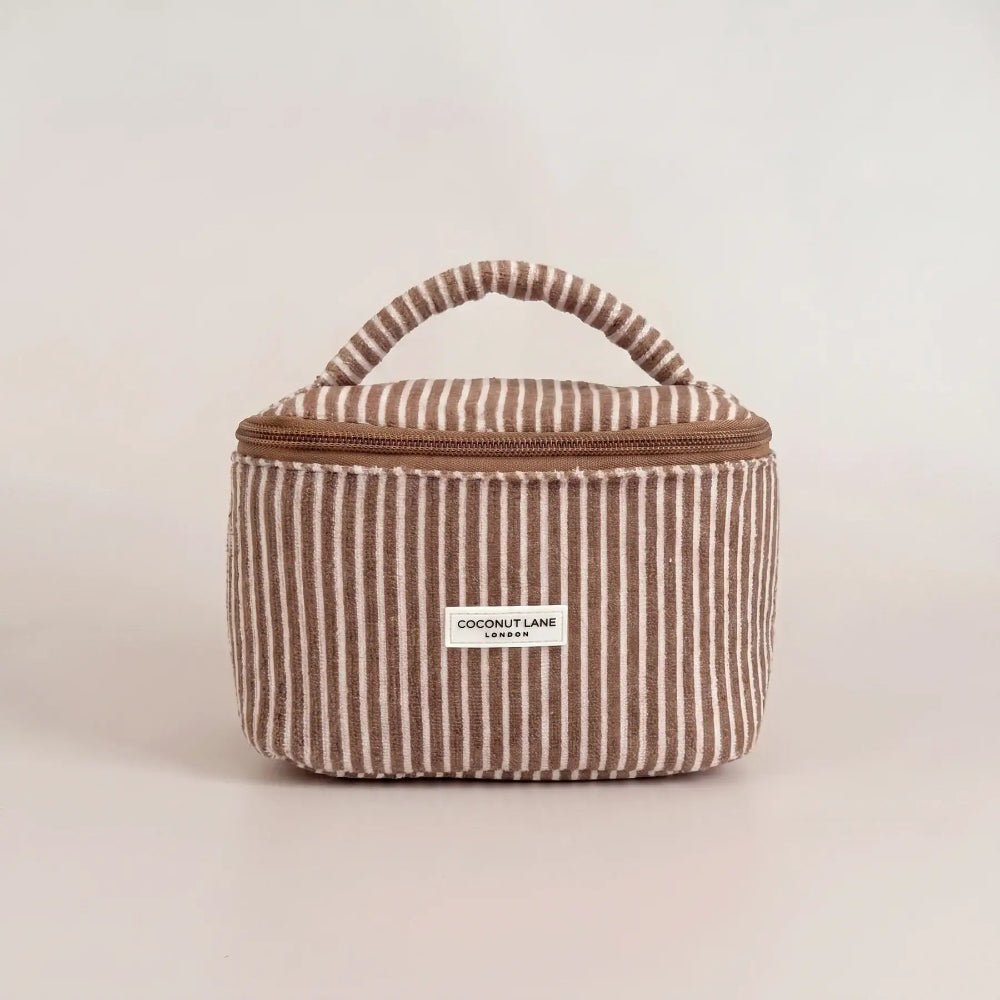Coconut Lane - Mini Towel Travel Vanity Case - Chestnut Stripes - Bare Face Beauty