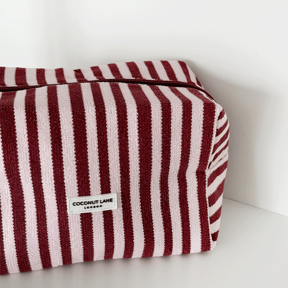Coconut Lane Towel Makeup Bag - Blushberry Scallop Stripes - Bare Face Beauty
