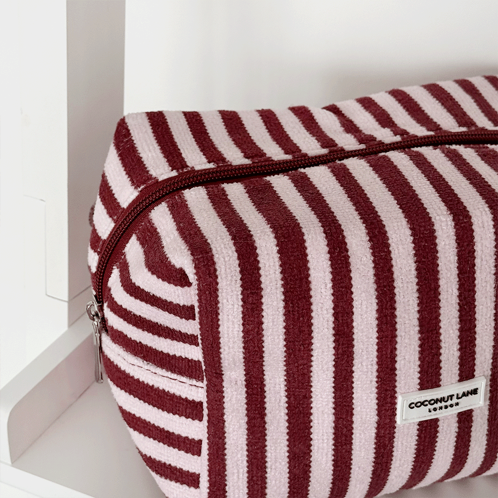 Coconut Lane Towel Makeup Bag - Blushberry Scallop Stripes - Bare Face Beauty