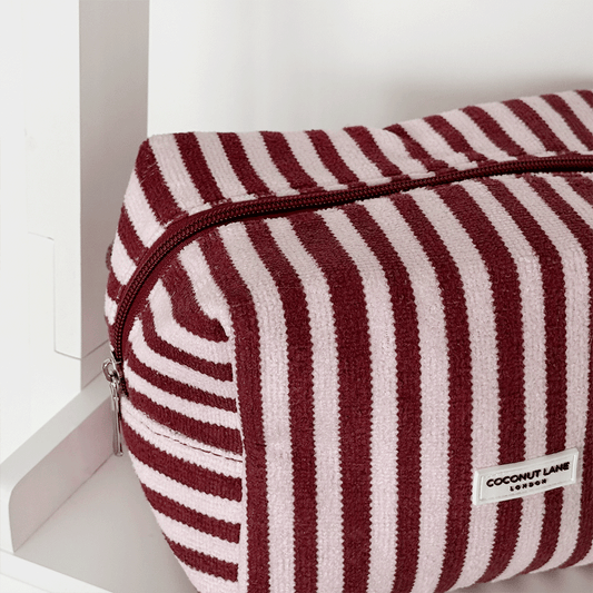 Coconut Lane Towel Makeup Bag - Blushberry Scallop Stripes - Bare Face Beauty