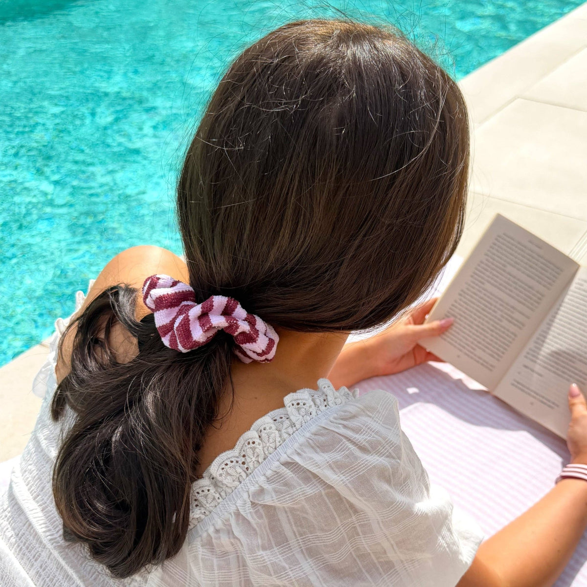 Coconut Lane TOWEL Scrunchie - Blushberry Scallop Stripes - Bare Face Beauty