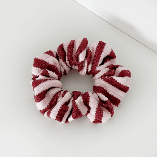 Coconut Lane TOWEL Scrunchie - Blushberry Scallop Stripes - Bare Face Beauty