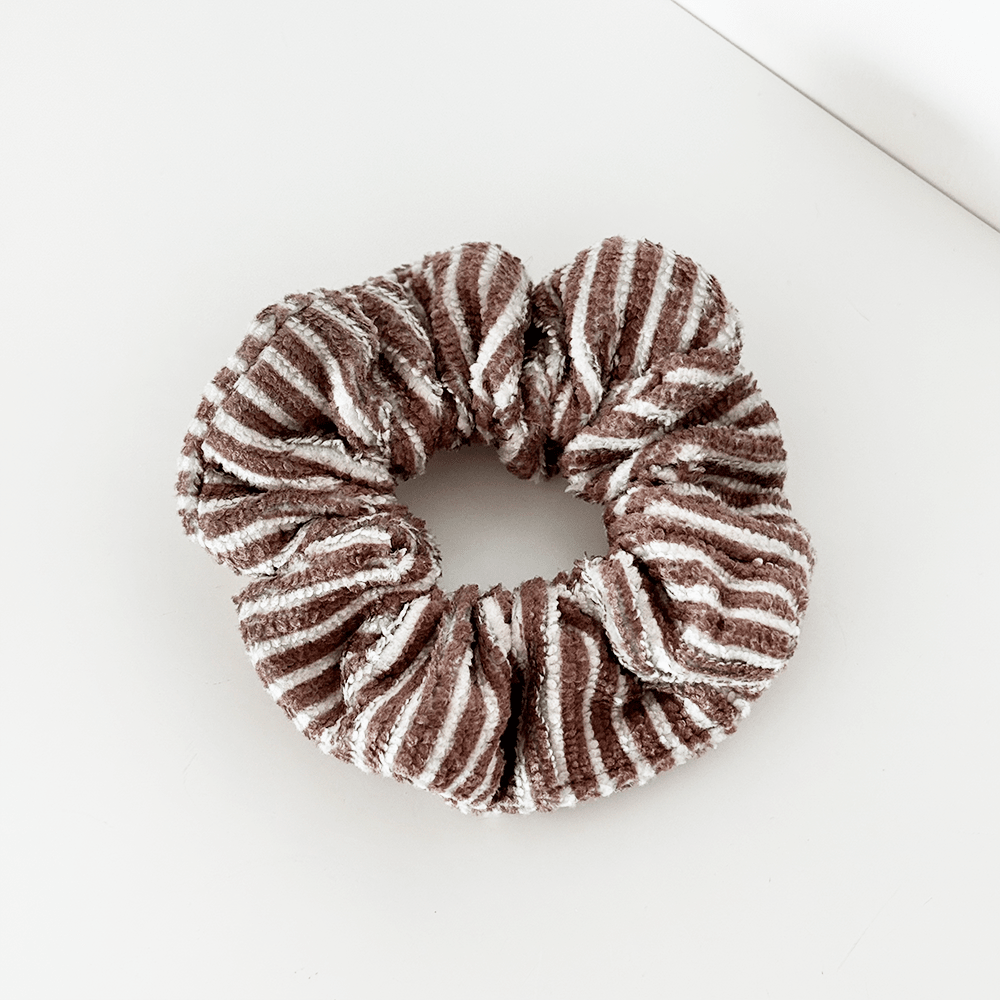 Coconut Lane TOWEL Scrunchie - Chestnut Stripes - Bare Face Beauty