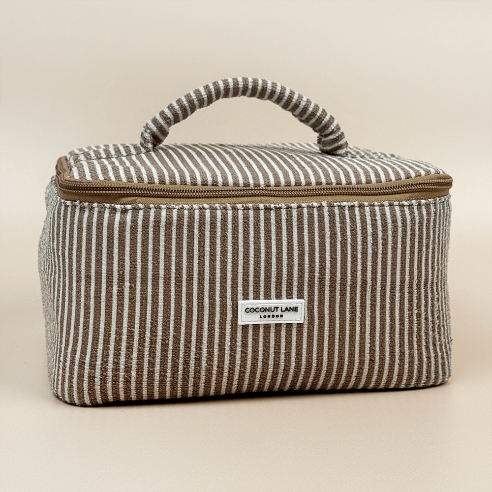 Coconut Lane Travel Towel Vanity Case - Chestnut Stripes - Bare Face Beauty