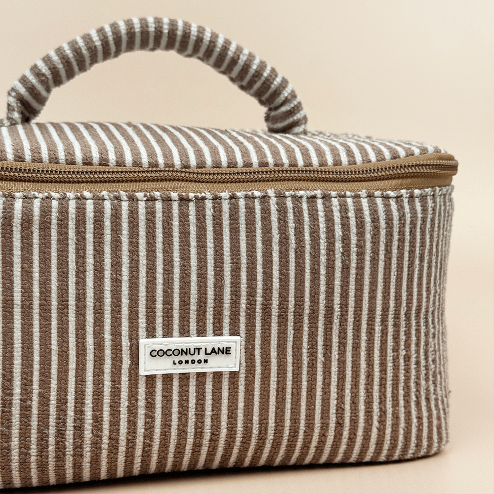 Coconut Lane Travel Towel Vanity Case - Chestnut Stripes - Bare Face Beauty