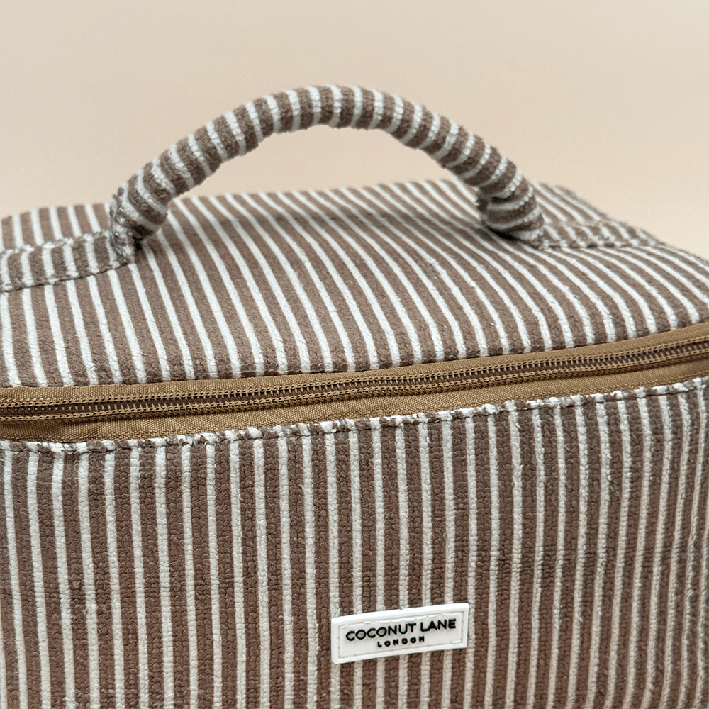 Coconut Lane Travel Towel Vanity Case - Chestnut Stripes - Bare Face Beauty
