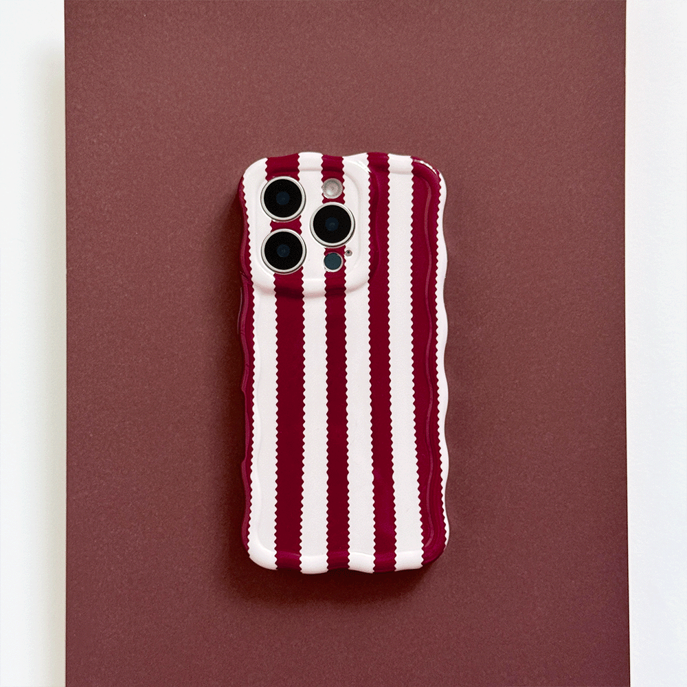 Coconut Lane Wavy Phone Case - Blushberry Scallop Stripes - Bare Face Beauty