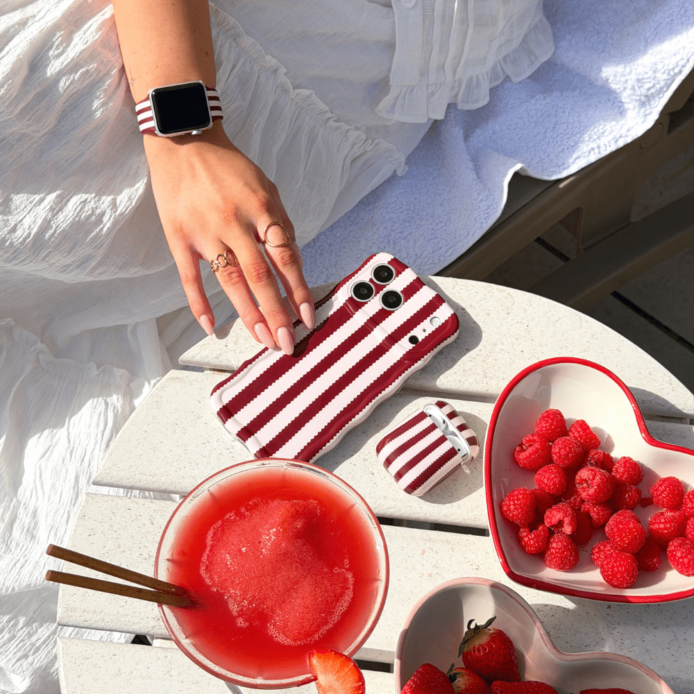 Coconut Lane Wavy Phone Case - Blushberry Scallop Stripes - Bare Face Beauty