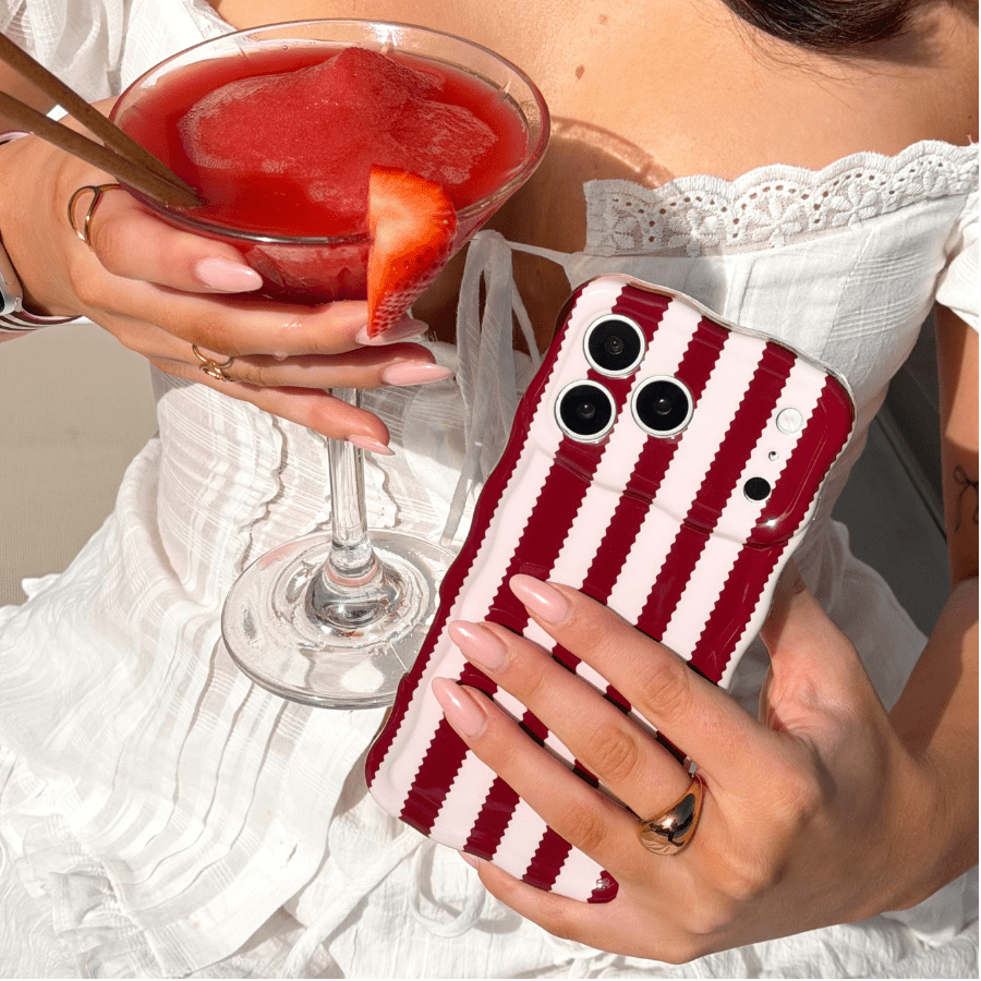 Coconut Lane Wavy Phone Case - Blushberry Scallop Stripes - Bare Face Beauty