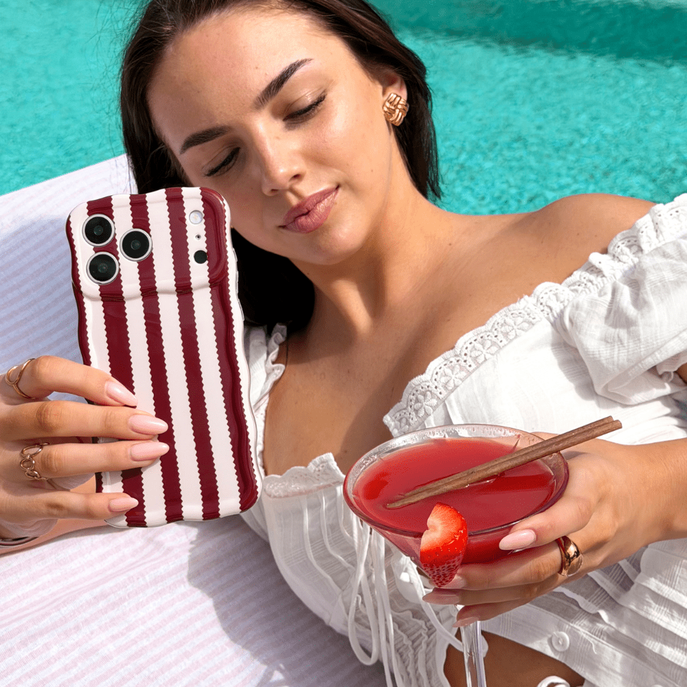 Coconut Lane Wavy Phone Case - Blushberry Scallop Stripes - Bare Face Beauty
