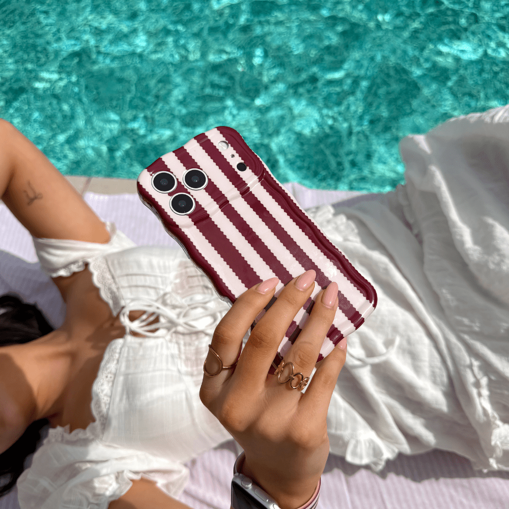 Coconut Lane Wavy Phone Case - Blushberry Scallop Stripes - Bare Face Beauty