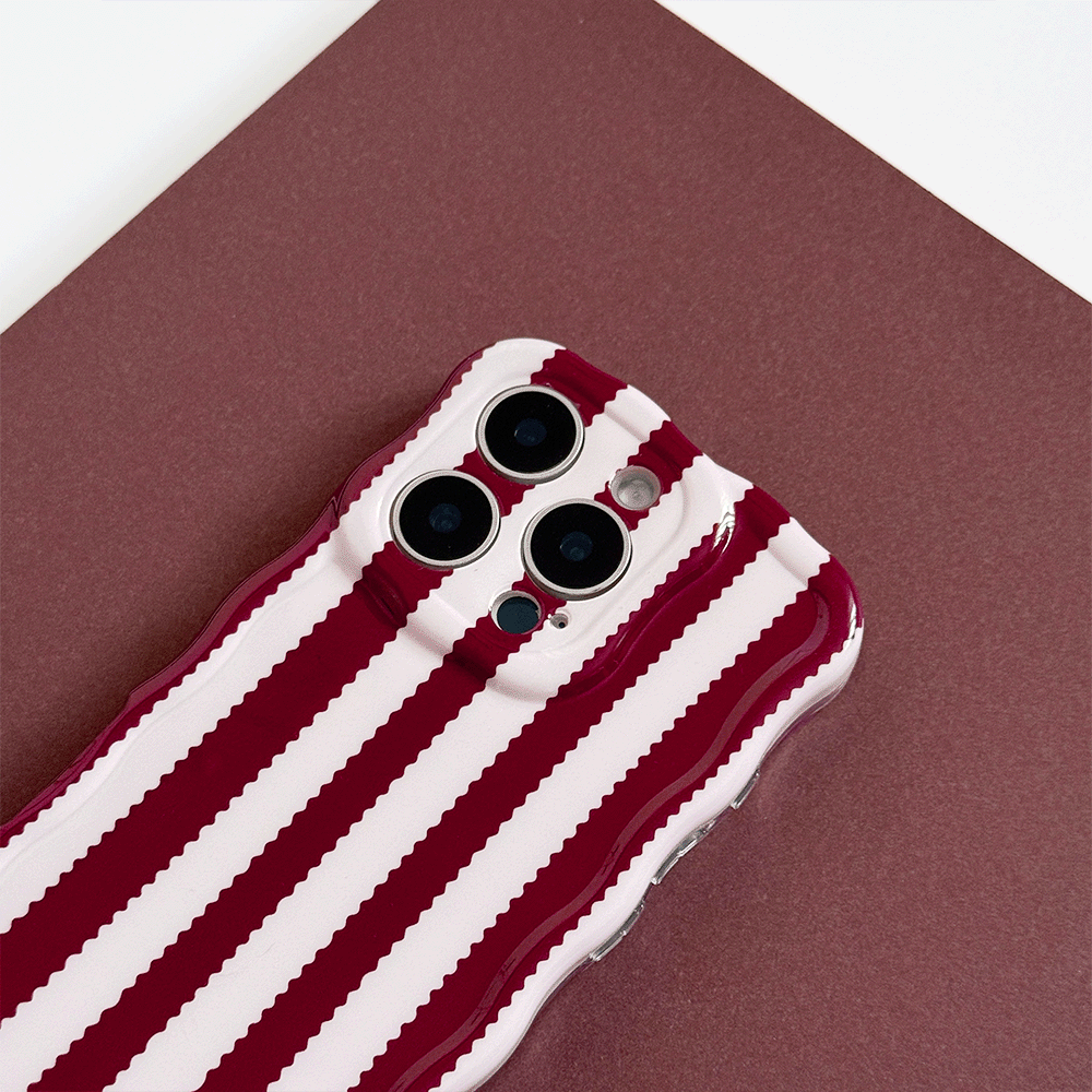 Coconut Lane Wavy Phone Case - Blushberry Scallop Stripes - Bare Face Beauty