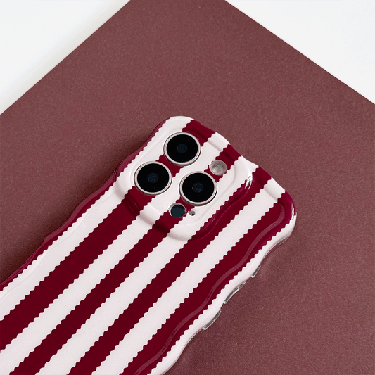 Coconut Lane Wavy Phone Case - Blushberry Scallop Stripes - Bare Face Beauty