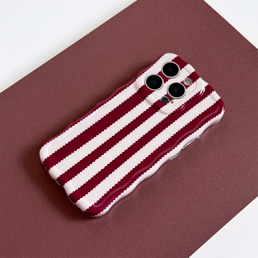 Coconut Lane Wavy Phone Case - Blushberry Scallop Stripes - Bare Face Beauty