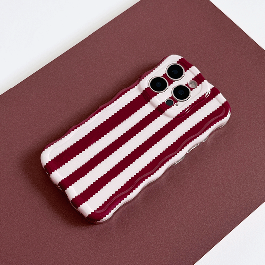 Coconut Lane Wavy Phone Case - Blushberry Scallop Stripes - Bare Face Beauty