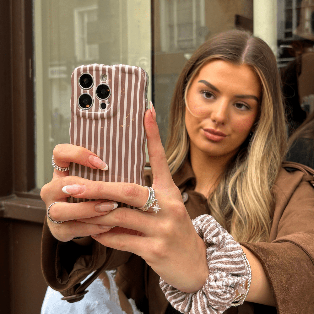 Coconut Lane Wavy Phone Case - Chestnut Stripes - Bare Face Beauty