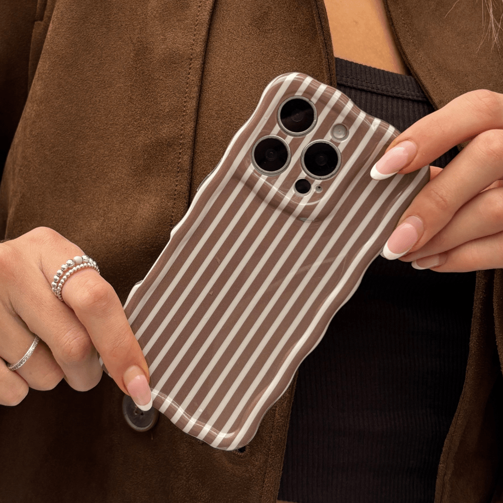 Coconut Lane Wavy Phone Case - Chestnut Stripes - Bare Face Beauty
