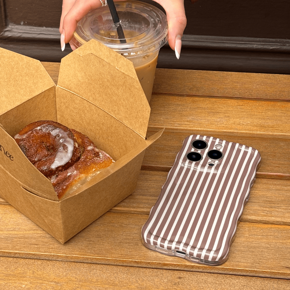 Coconut Lane Wavy Phone Case - Chestnut Stripes - Bare Face Beauty