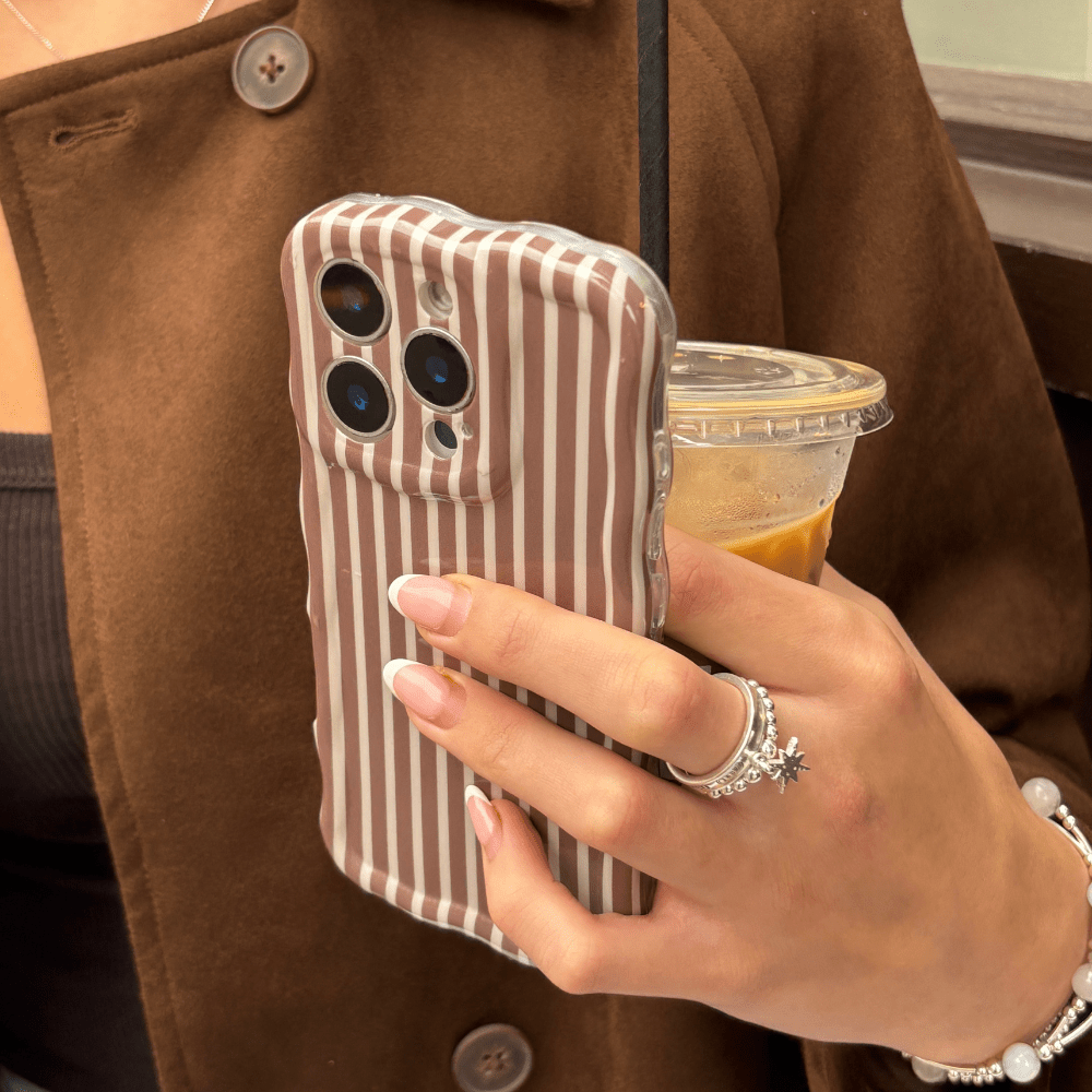 Coconut Lane Wavy Phone Case - Chestnut Stripes - Bare Face Beauty