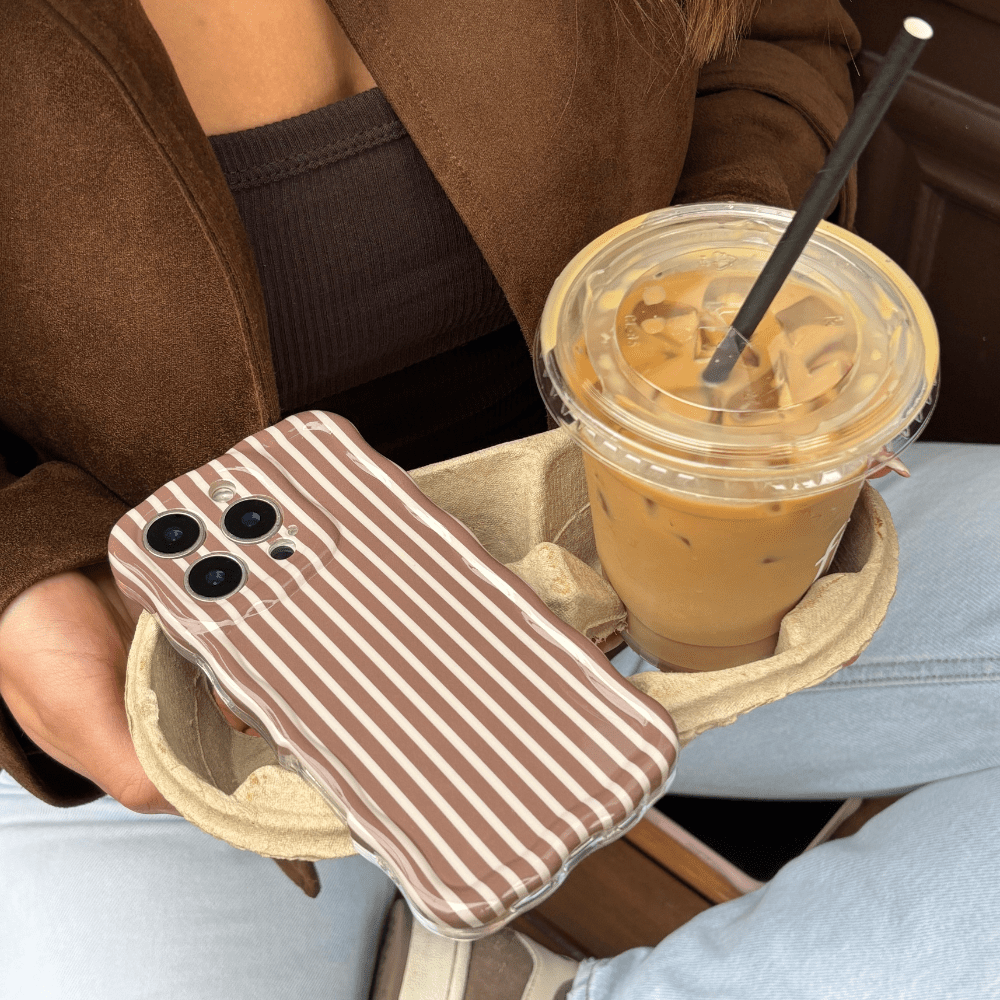 Coconut Lane Wavy Phone Case - Chestnut Stripes - Bare Face Beauty