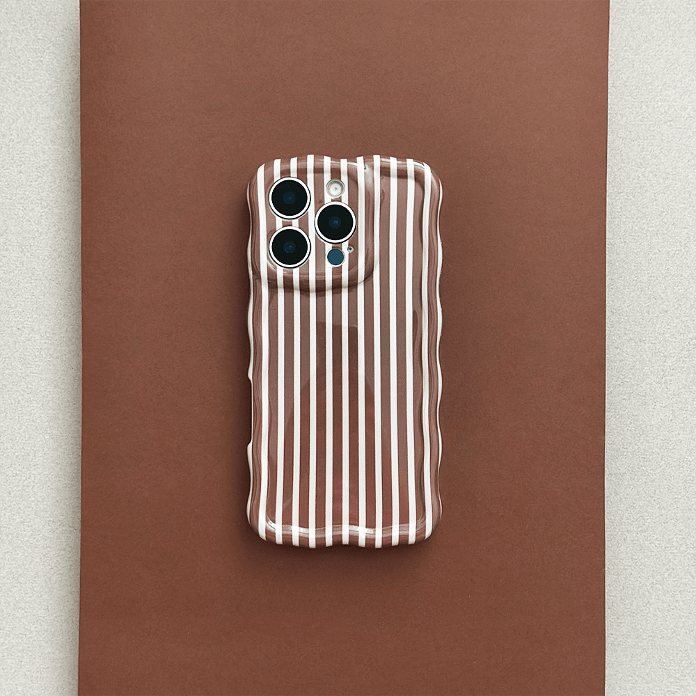 Coconut Lane Wavy Phone Case - Chestnut Stripes - Bare Face Beauty