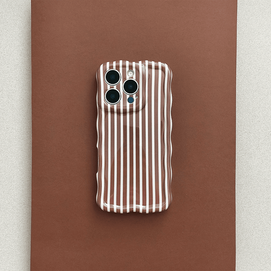 Coconut Lane Wavy Phone Case - Chestnut Stripes - Bare Face Beauty