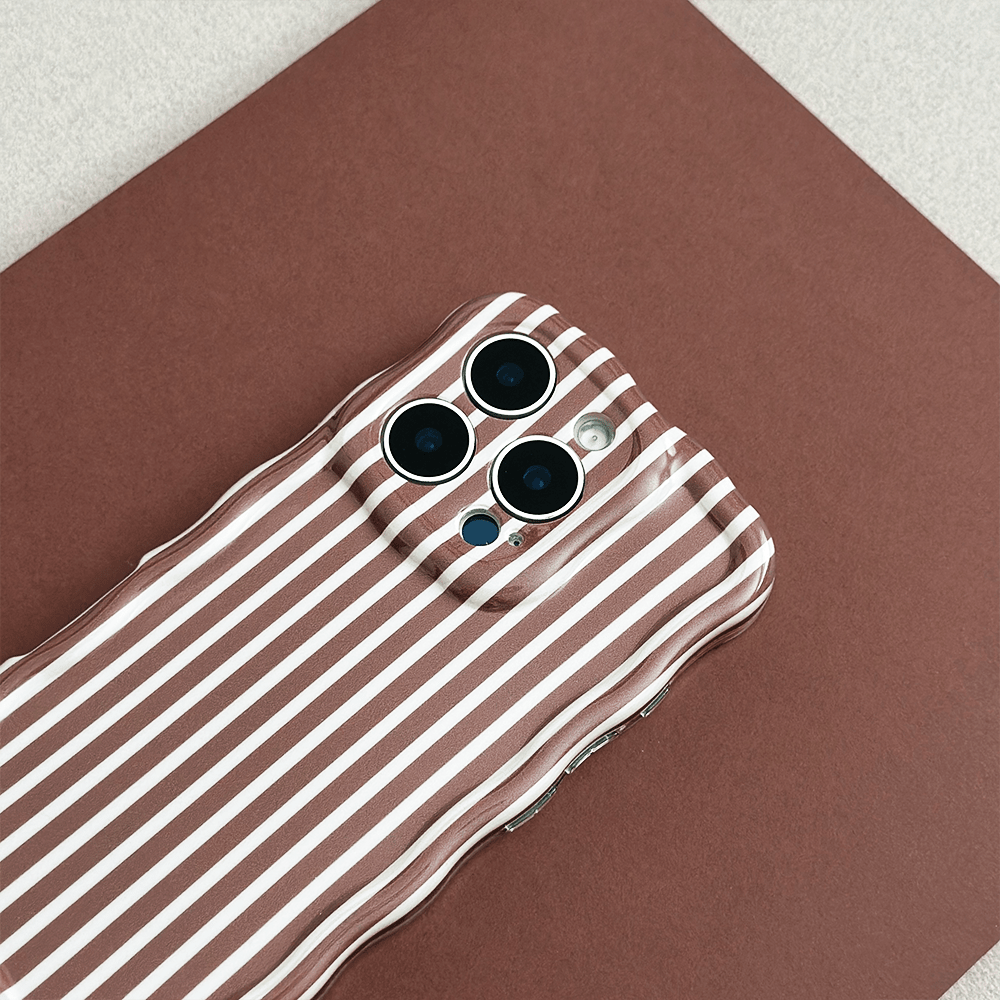 Coconut Lane Wavy Phone Case - Chestnut Stripes - Bare Face Beauty