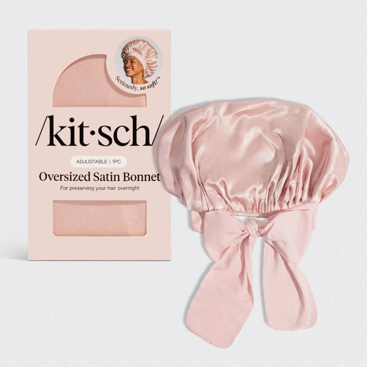 Kitsch Adjustable Oversized Satin Bonnet - Blush - Bare Face Beauty