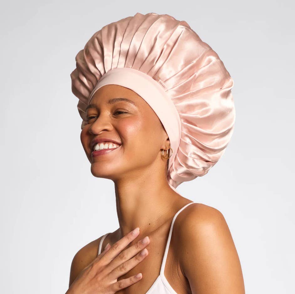 Kitsch Adjustable Oversized Satin Bonnet - Blush - Bare Face Beauty