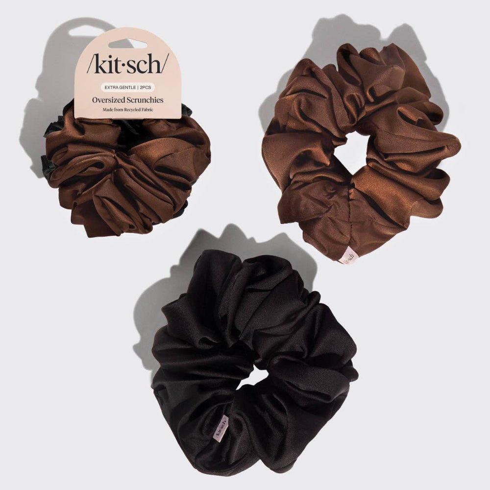Kitsch Black & Chocolate Oversized Scrunchies - Bare Face Beauty