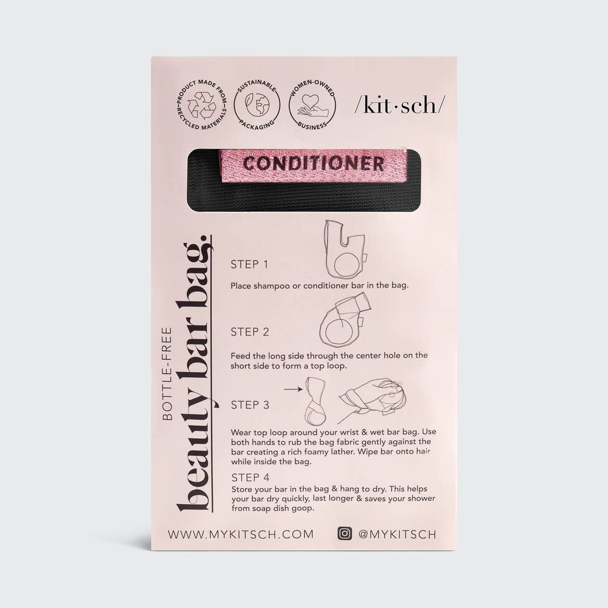 Kitsch Conditioner Beauty Bar Bag - Black - Bare Face Beauty