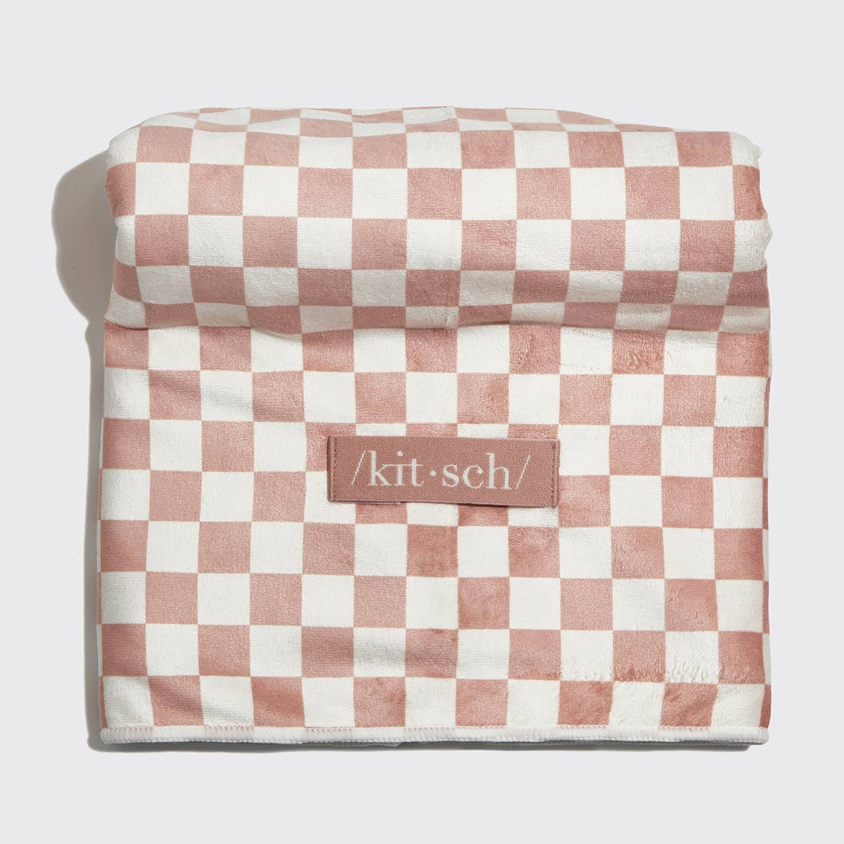 Kitsch Extra Large Quick-Dry Hair Towel Wrap - Terracotta Checker - Bare Face Beauty