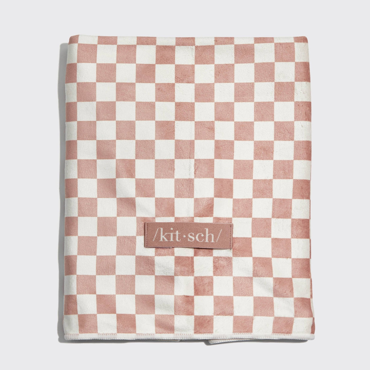 Kitsch Extra Large Quick-Dry Hair Towel Wrap - Terracotta Checker - Bare Face Beauty