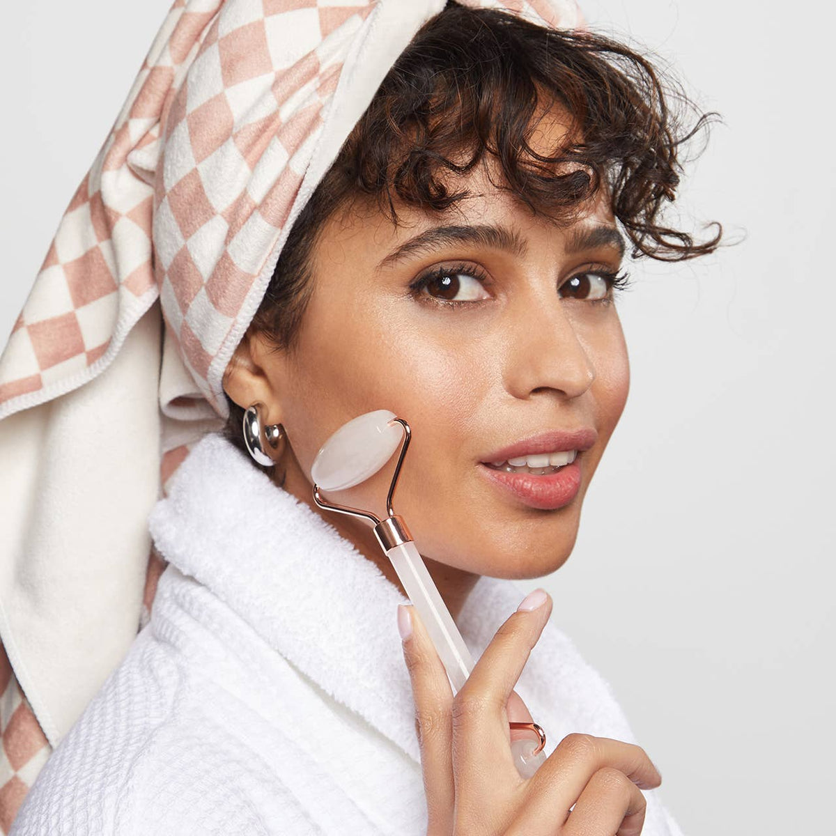 Kitsch Extra Large Quick-Dry Hair Towel Wrap - Terracotta Checker - Bare Face Beauty